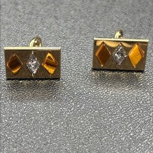Gold and Diamond Patterned Cufflinks